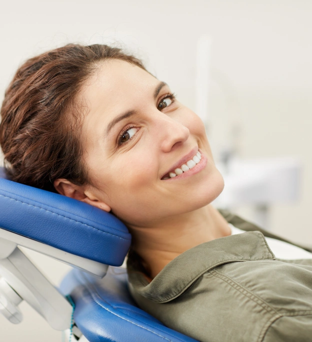 Woman lying in a dental chair